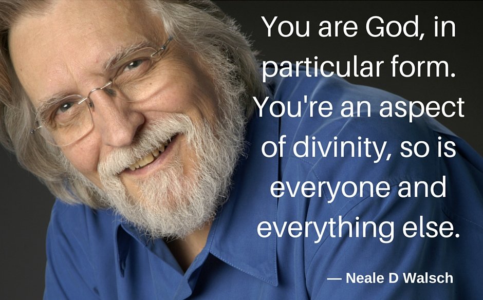 Neale D. Walsch quote: You are God, in particular form. You're an aspect of divinity, so is everyone and everything else.