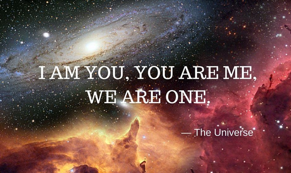 I am you, you are me, we are one. — the Universe